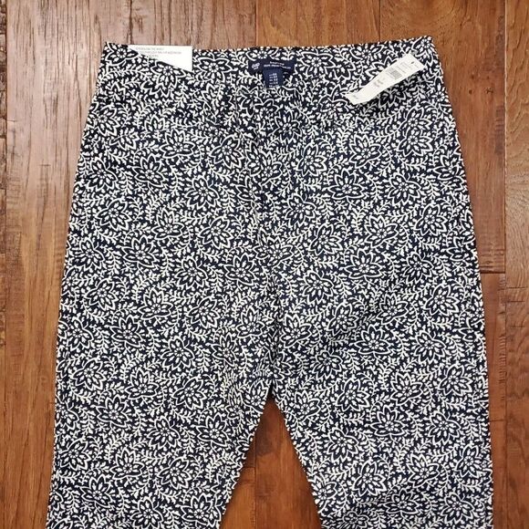 Gap slim city crop pant navy white floral 0 NEW - Picture 2 of 7